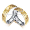 Hot sale imitation diamond valentine rings, plating gold rings for lover